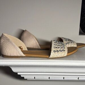 Andiamo Beige Embellished Women's Flats